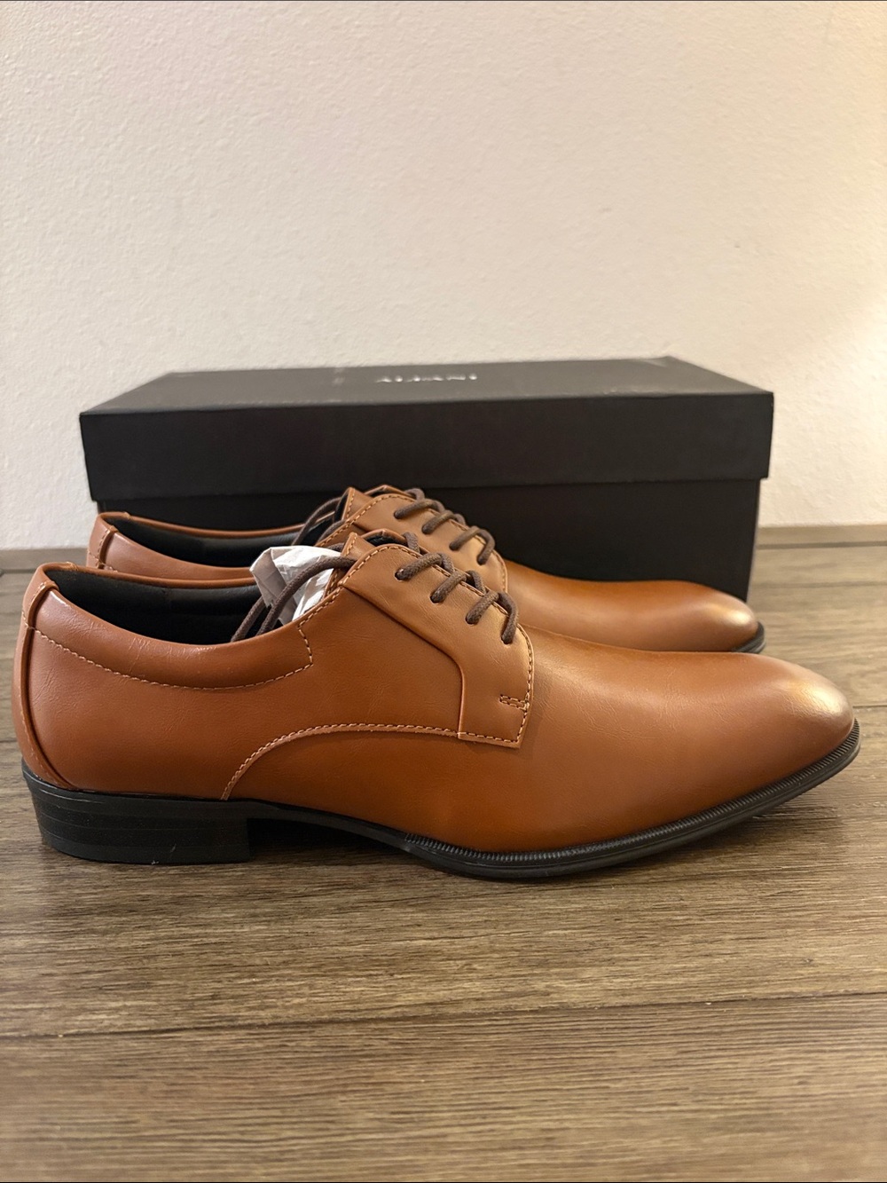 NIB [Alfani] Andrew Plain Toe Derbys Casual Dress Shoes Dark Tan Brown Men's 9 - Picture 10 of 14